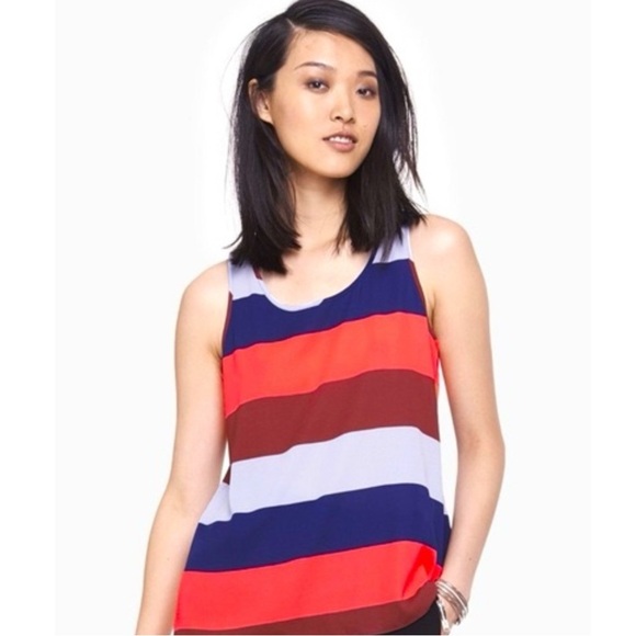 5 for $25 Sale! (Must be bundled) 🐝 Express Striped Zip Back Blouse S - Picture 1 of 5